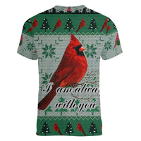 Cardinal I am Always With You Christmas Women V-Neck T-Shirt Xmas Holiday Patterns - Wonder Print Shop