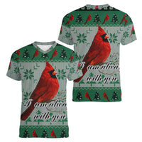 Cardinal I am Always With You Christmas Women V-Neck T-Shirt Xmas Holiday Patterns - Wonder Print Shop