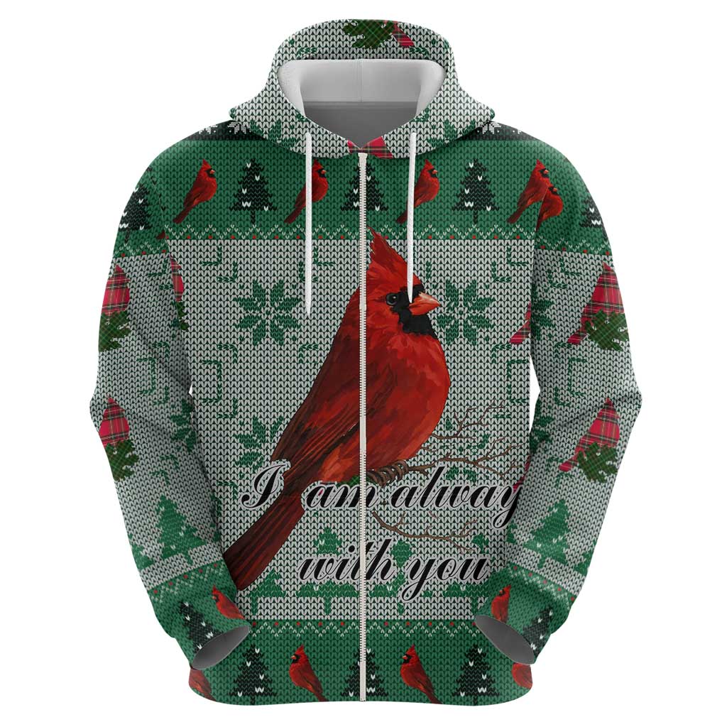 Cardinal I am Always With You Christmas Zip Hoodie Xmas Holiday Patterns - Wonder Print Shop