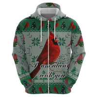 Cardinal I am Always With You Christmas Zip Hoodie Xmas Holiday Patterns - Wonder Print Shop