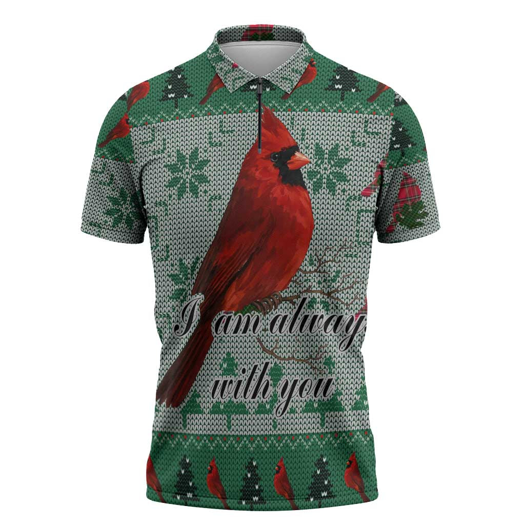 Cardinal I am Always With You Christmas Zipper Polo Shirt Xmas Holiday Patterns - Wonder Print Shop