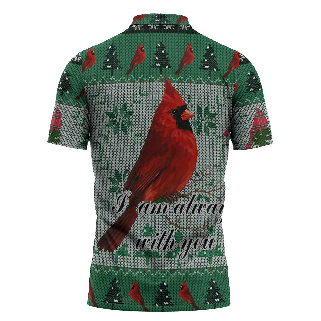 Cardinal I am Always With You Christmas Zipper Polo Shirt Xmas Holiday Patterns - Wonder Print Shop