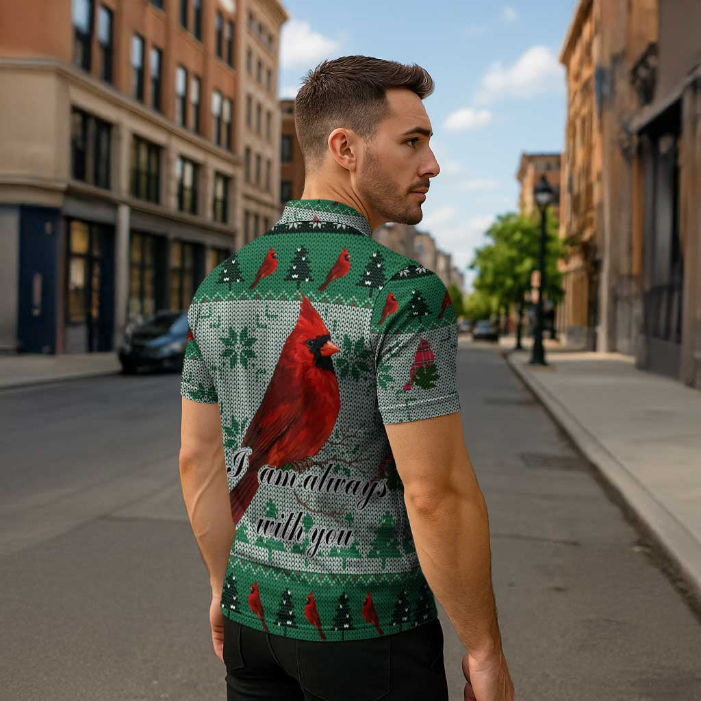 Cardinal I am Always With You Christmas Zipper Polo Shirt Xmas Holiday Patterns - Wonder Print Shop
