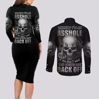 Warning I'm An A Mad Skull Couples Matching Long Sleeve Bodycon Dress and Long Sleeve Button Shirt - Wonder Print Shop