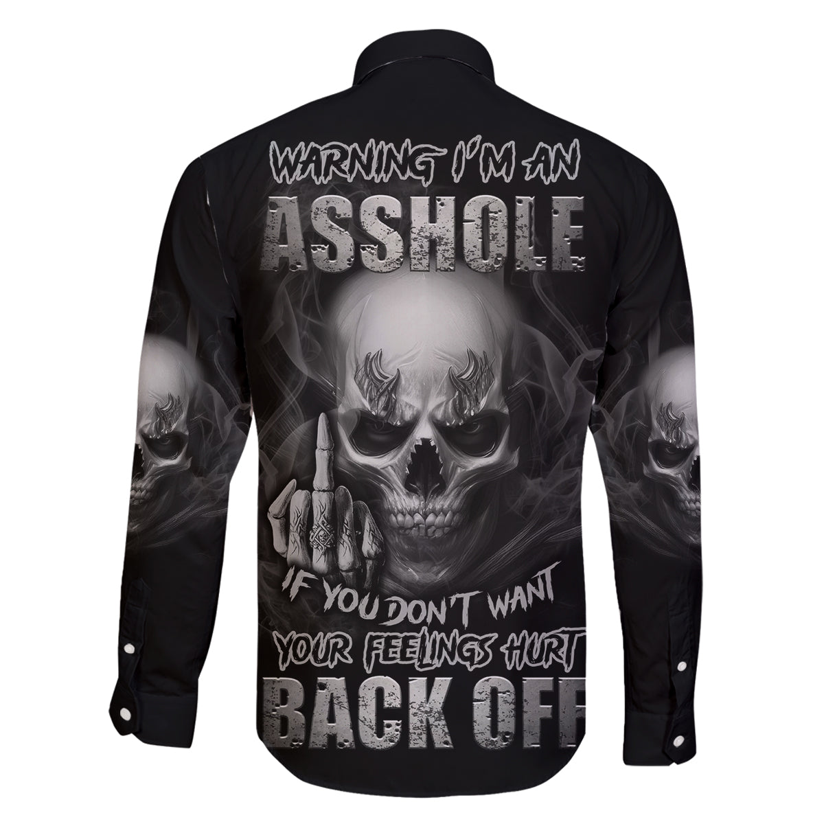 Warning I'm An A Mad Skull Family Matching Long Sleeve Bodycon Dress and Hawaiian Shirt - Wonder Print Shop