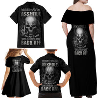 Warning I'm An A Mad Skull Family Matching Off Shoulder Maxi Dress and Hawaiian Shirt - Wonder Print Shop
