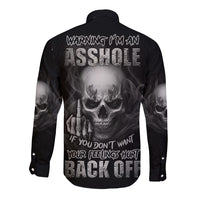 Warning I'm An A Mad Skull Long Sleeve Button Shirt - Wonder Print Shop