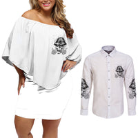 Don't Like My Attitude Couples Matching Off Shoulder Short Dress and Long Sleeve Button Shirt - Wonder Print Shop