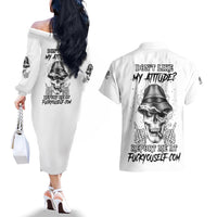 Don't Like My Attitude Couples Matching Off The Shoulder Long Sleeve Dress and Hawaiian Shirt - Wonder Print Shop