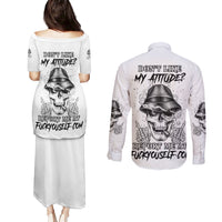 Don't Like My Attitude Couples Matching Puletasi Dress and Long Sleeve Button Shirt - Wonder Print Shop