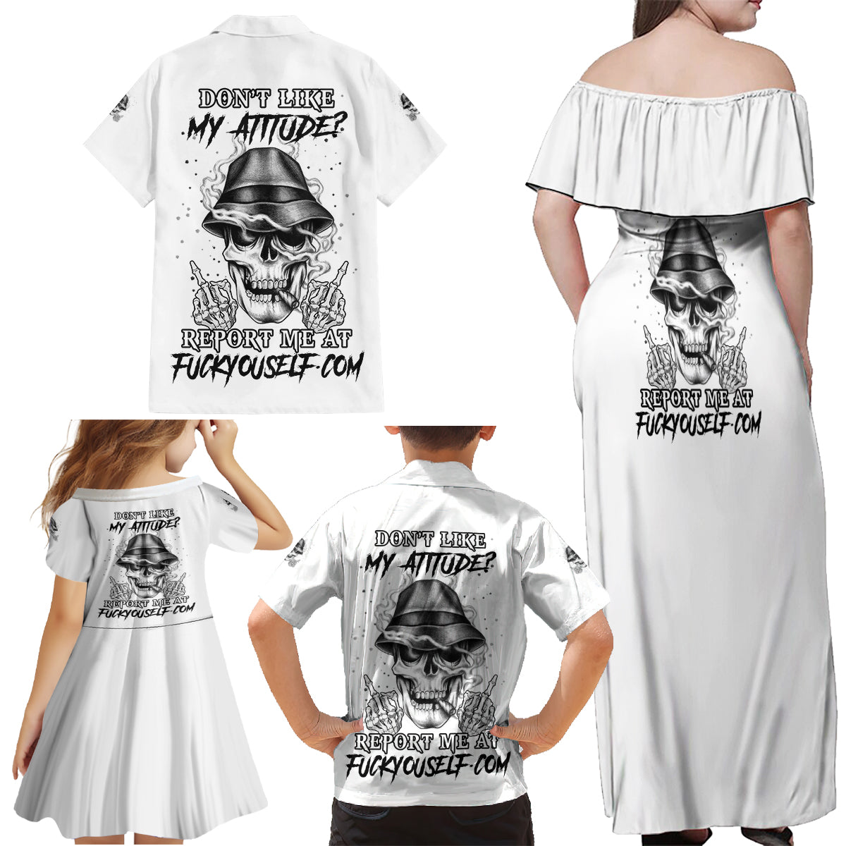Don't Like My Attitude Family Matching Off Shoulder Maxi Dress and Hawaiian Shirt - Wonder Print Shop