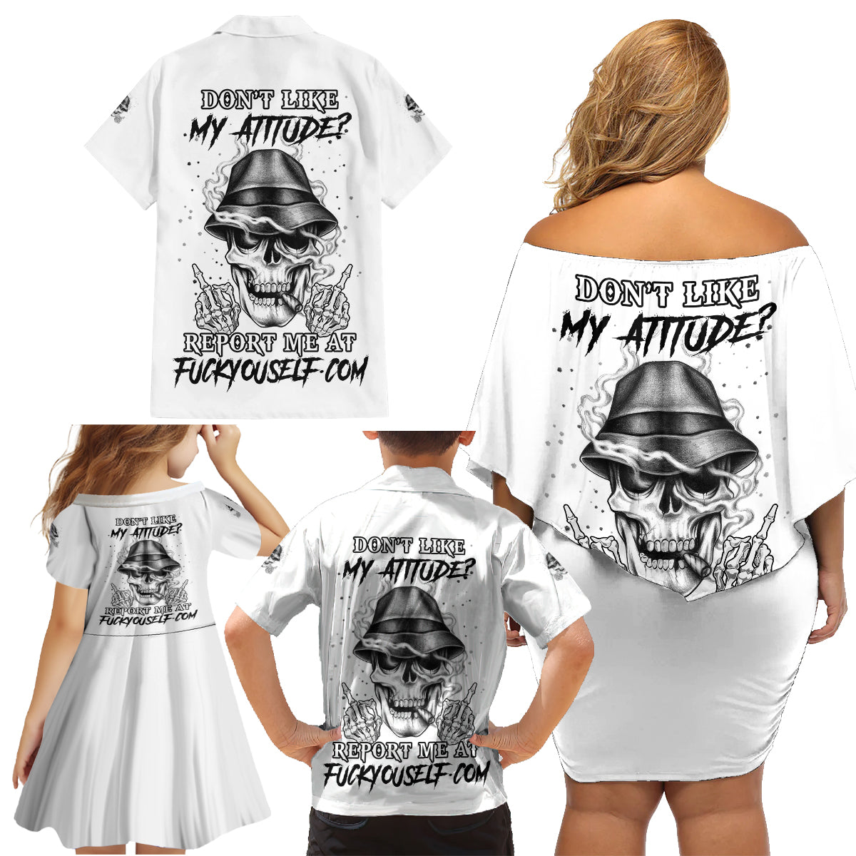 Don't Like My Attitude Family Matching Off Shoulder Short Dress and Hawaiian Shirt - Wonder Print Shop