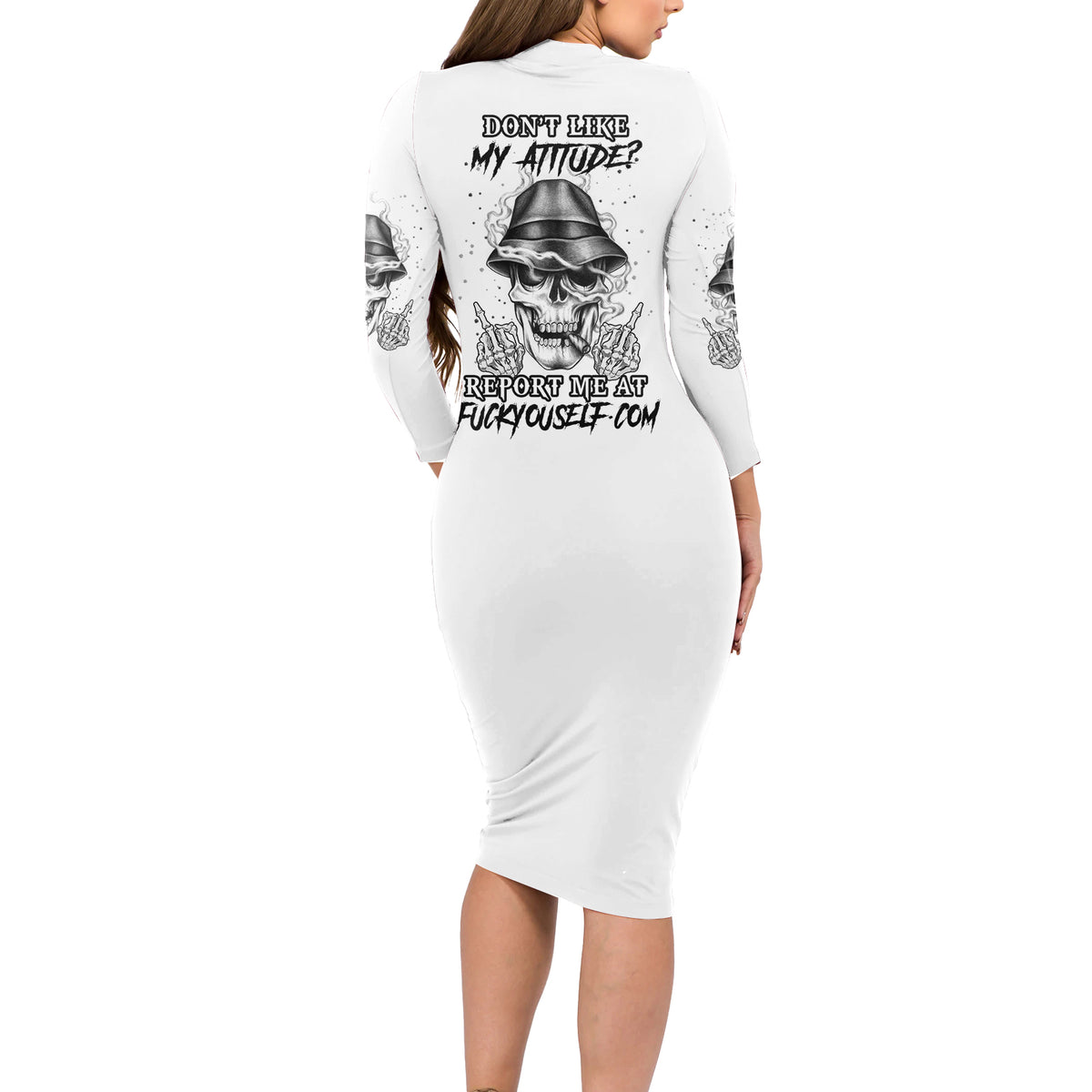 Don't Like My Attitude Long Sleeve Bodycon Dress - Wonder Print Shop