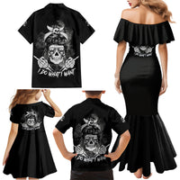 I Do What I Want Skull Black And White Family Matching Mermaid Dress and Hawaiian Shirt - Wonder Print Shop