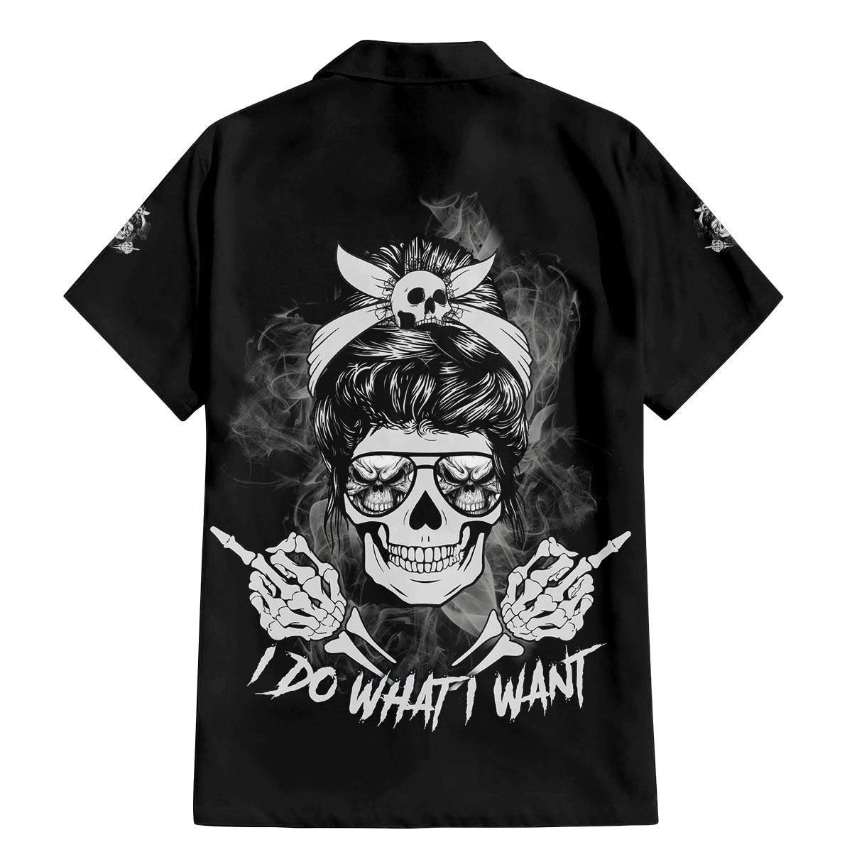 I Do What I Want Skull Black And White Family Matching Mermaid Dress and Hawaiian Shirt - Wonder Print Shop