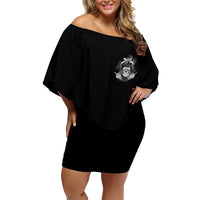 I Do What I Want Skull Black And White Family Matching Off Shoulder Short Dress and Hawaiian Shirt - Wonder Print Shop