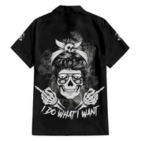 I Do What I Want Skull Black And White Family Matching Short Sleeve Bodycon Dress and Hawaiian Shirt - Wonder Print Shop