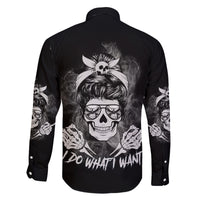 I Do What I Want Skull Black And White Family Matching Tank Maxi Dress and Hawaiian Shirt - Wonder Print Shop