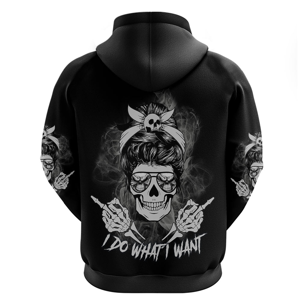 I Do What I Want Skull Black And White Hoodie - Wonder Print Shop