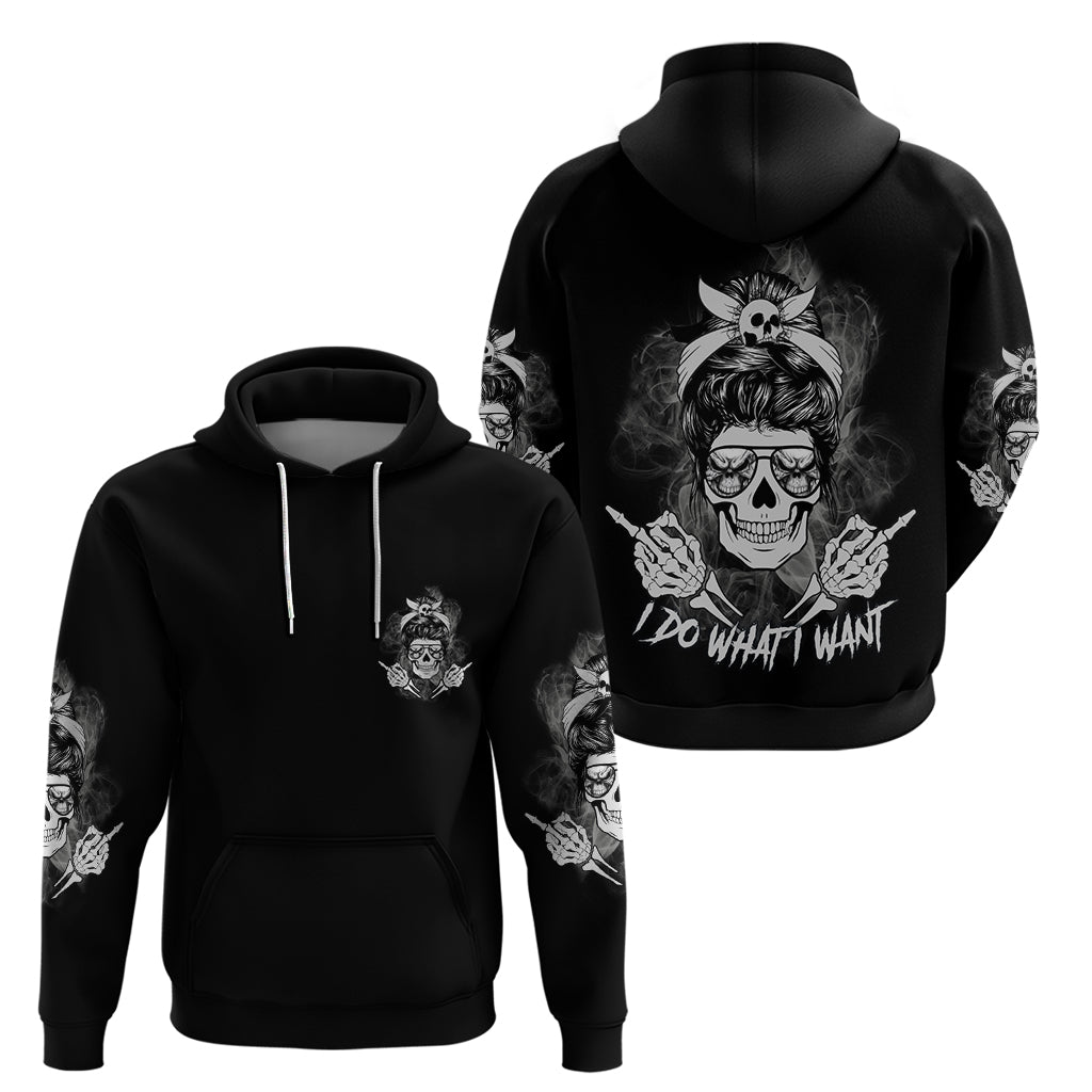 I Do What I Want Skull Black And White Hoodie - Wonder Print Shop