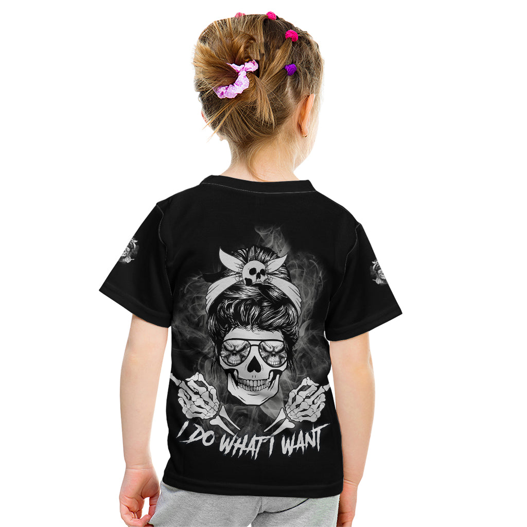 I Do What I Want Skull Black And White Kid T Shirt - Wonder Print Shop