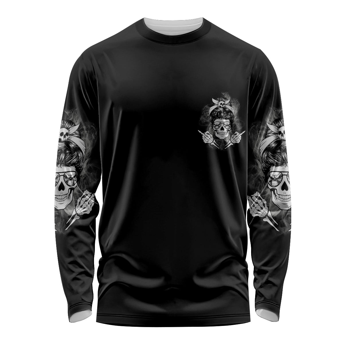 I Do What I Want Skull Black And White Long Sleeve Shirt - Wonder Print Shop