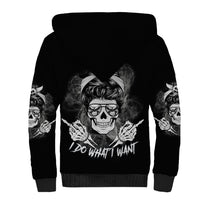 I Do What I Want Skull Black And White Sherpa Hoodie - Wonder Print Shop
