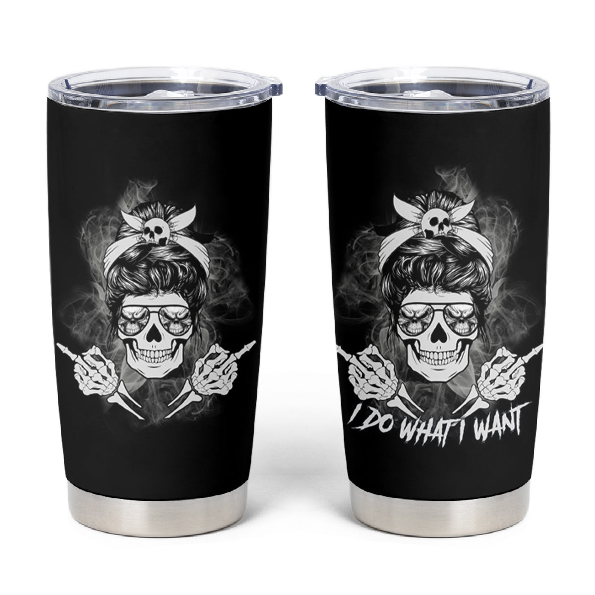 I Do What I Want Skull Black And White Tumbler Cup - Wonder Print Shop
