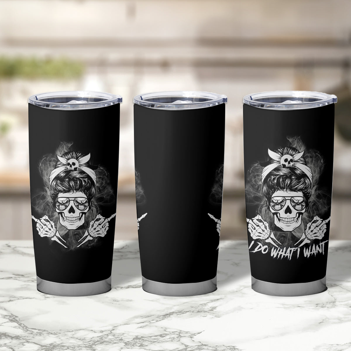 I Do What I Want Skull Black And White Tumbler Cup - Wonder Print Shop