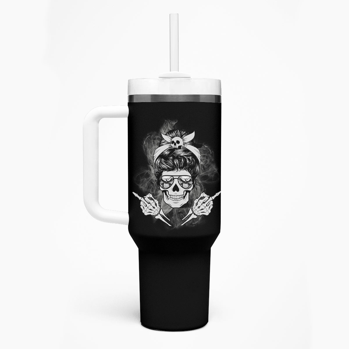 I Do What I Want Skull Black And White Tumbler With Handle - Wonder Print Shop