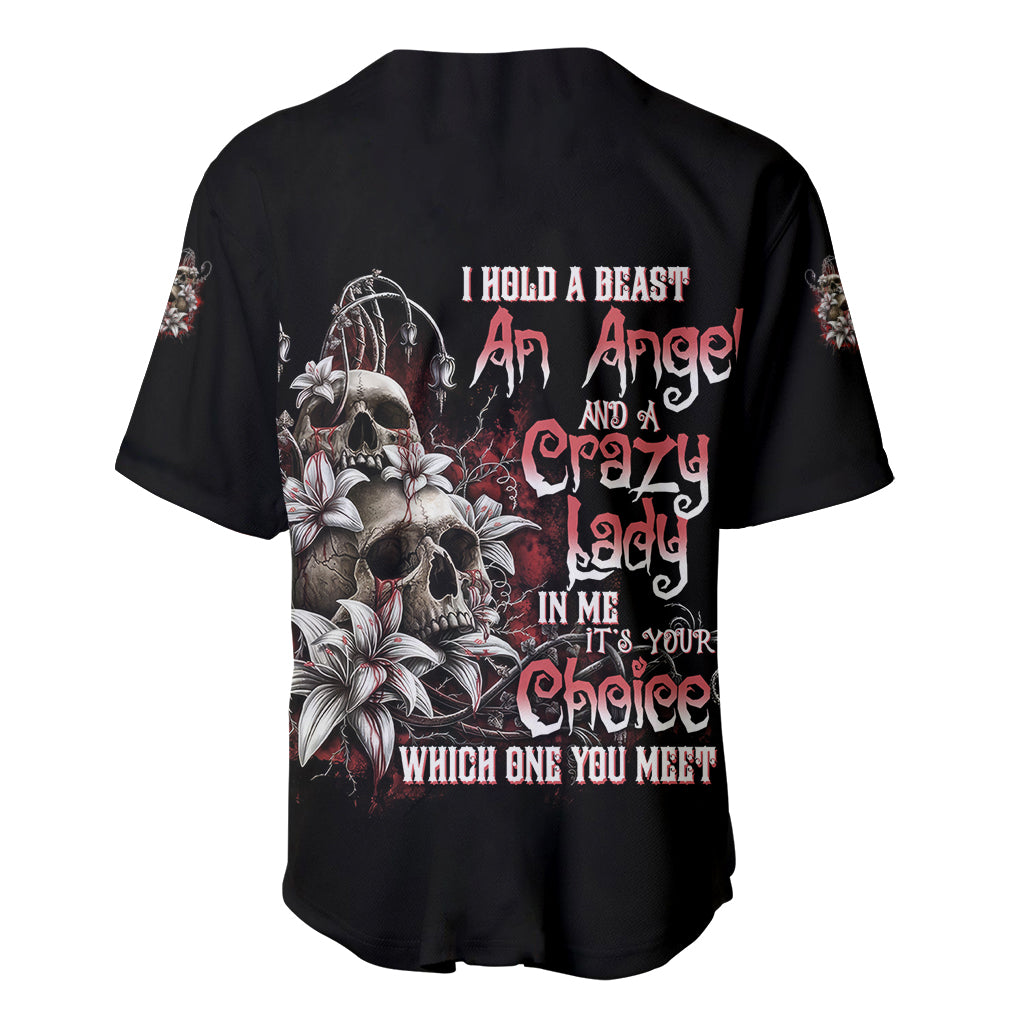 I Hold A Beast An Angel And A Crazy Lady In Me Baseball Jersey - Wonder Print Shop