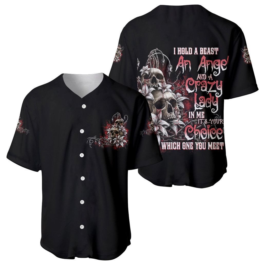 I Hold A Beast An Angel And A Crazy Lady In Me Baseball Jersey - Wonder Print Shop