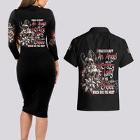 I Hold A Beast An Angel And A Crazy Lady In Me Couples Matching Long Sleeve Bodycon Dress and Hawaiian Shirt - Wonder Print Shop
