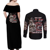 I Hold A Beast An Angel And A Crazy Lady In Me Couples Matching Off Shoulder Maxi Dress and Long Sleeve Button Shirt - Wonder Print Shop