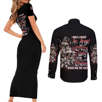 I Hold A Beast An Angel And A Crazy Lady In Me Couples Matching Short Sleeve Bodycon Dress and Long Sleeve Button Shirt - Wonder Print Shop
