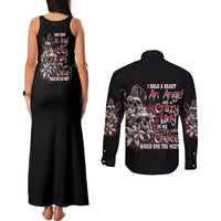 I Hold A Beast An Angel And A Crazy Lady In Me Couples Matching Tank Maxi Dress and Long Sleeve Button Shirt - Wonder Print Shop
