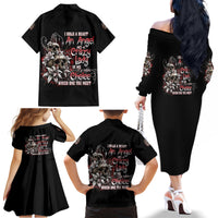 I Hold A Beast An Angel And A Crazy Lady In Me Family Matching Off Shoulder Long Sleeve Dress and Hawaiian Shirt - Wonder Print Shop
