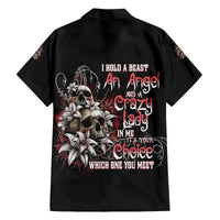 I Hold A Beast An Angel And A Crazy Lady In Me Family Matching Off Shoulder Long Sleeve Dress and Hawaiian Shirt - Wonder Print Shop