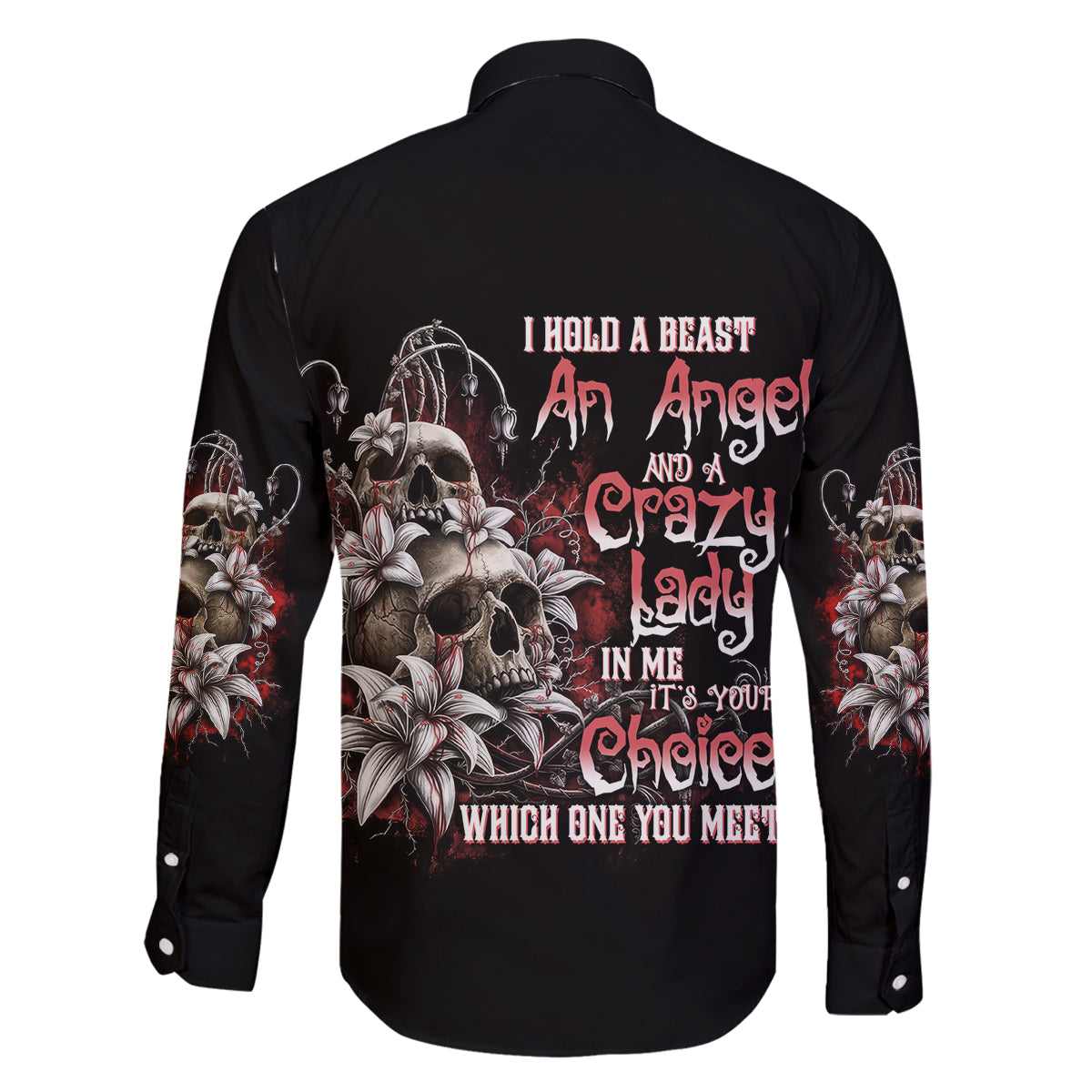 I Hold A Beast An Angel And A Crazy Lady In Me Family Matching Off Shoulder Long Sleeve Dress and Hawaiian Shirt - Wonder Print Shop