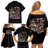 I Hold A Beast An Angel And A Crazy Lady In Me Family Matching Off Shoulder Short Dress and Hawaiian Shirt - Wonder Print Shop