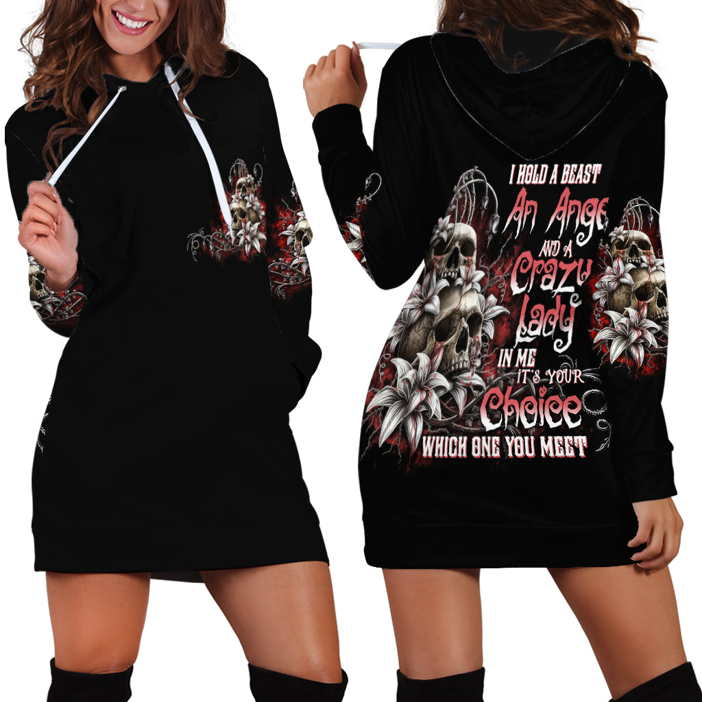 I Hold A Beast An Angel And A Crazy Lady In Me Hoodie Dress - Wonder Print Shop
