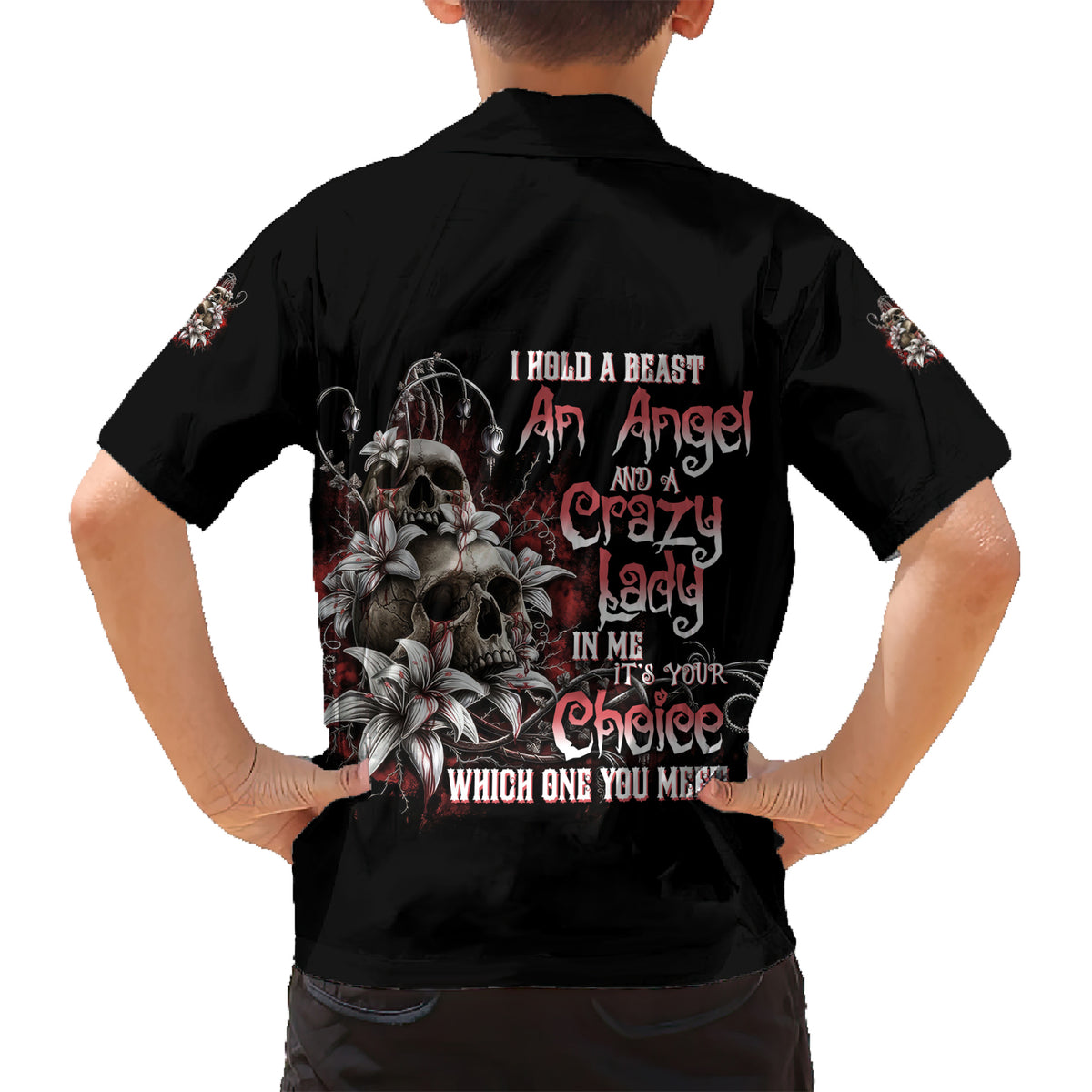 I Hold A Beast An Angel And A Crazy Lady In Me Kid Hawaiian Shirt - Wonder Print Shop