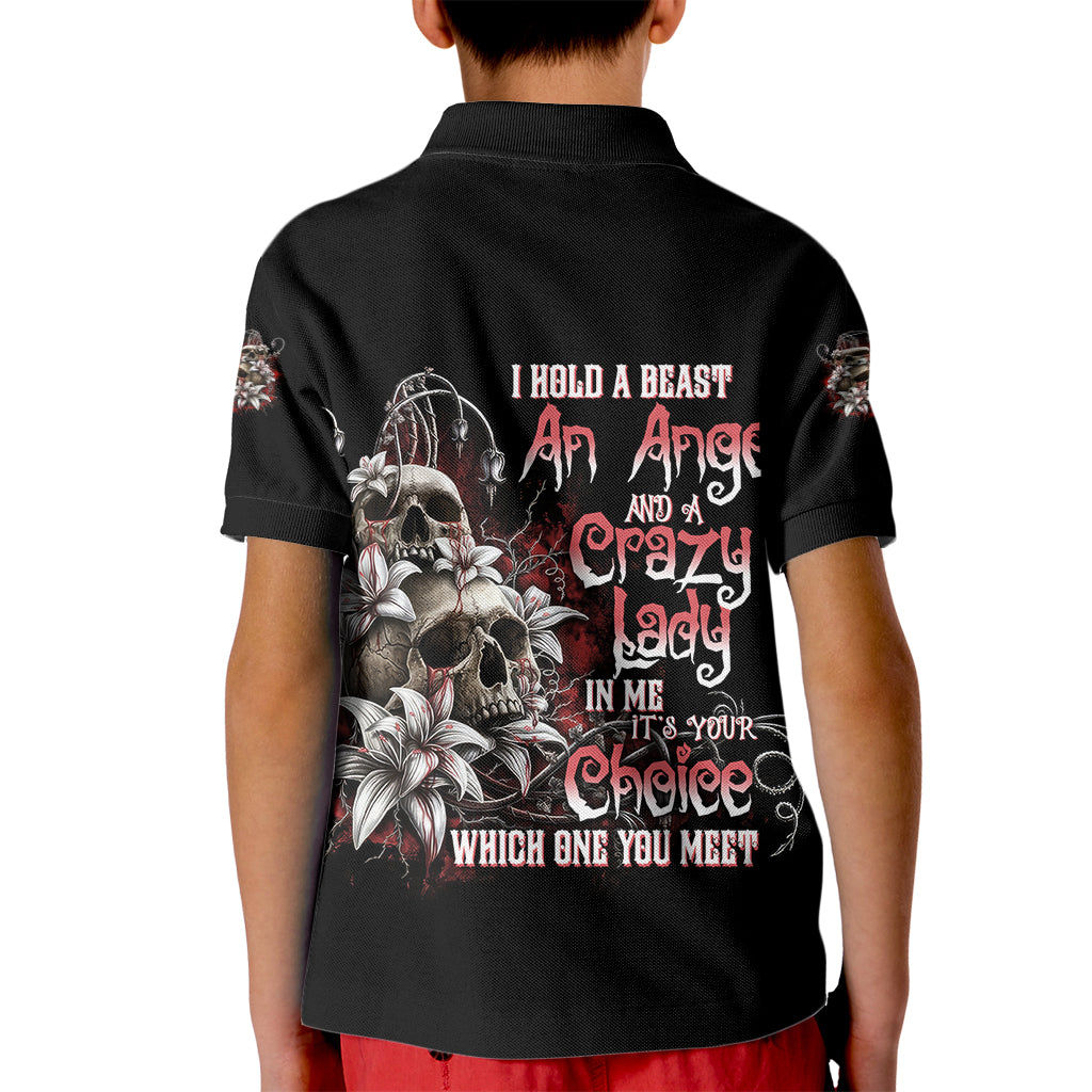 I Hold A Beast An Angel And A Crazy Lady In Me Kid Polo Shirt - Wonder Print Shop