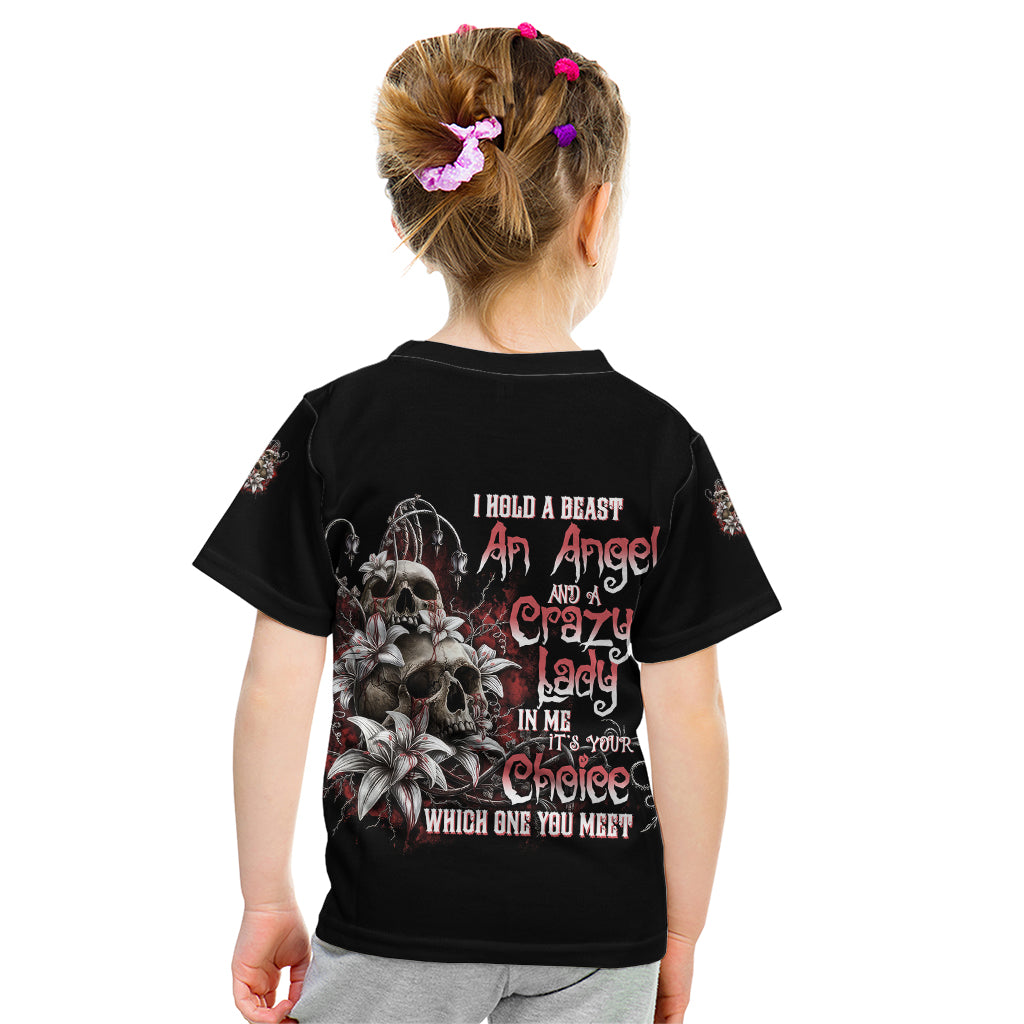 I Hold A Beast An Angel And A Crazy Lady In Me Kid T Shirt - Wonder Print Shop