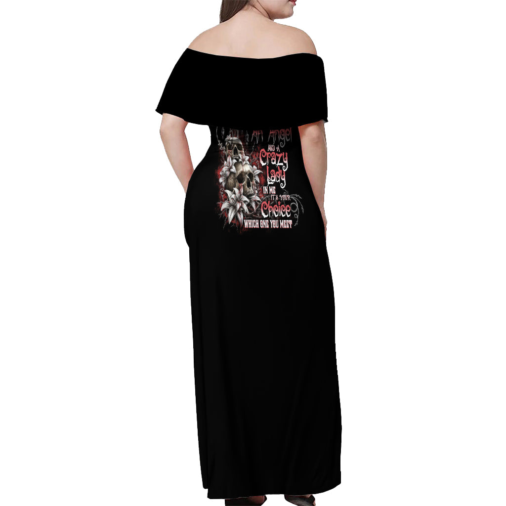 I Hold A Beast An Angel And A Crazy Lady In Me Off Shoulder Maxi Dress - Wonder Print Shop