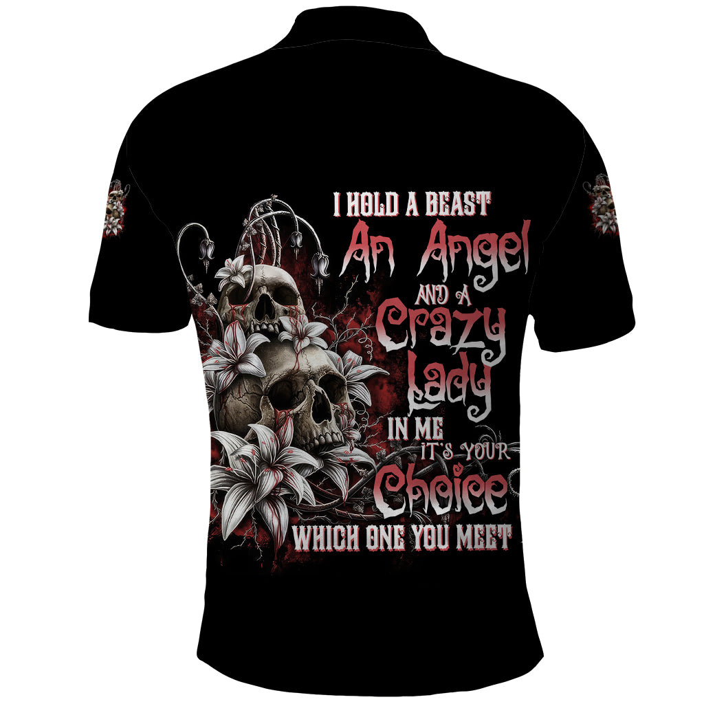 I Hold A Beast An Angel And A Crazy Lady In Me Polo Shirt - Wonder Print Shop