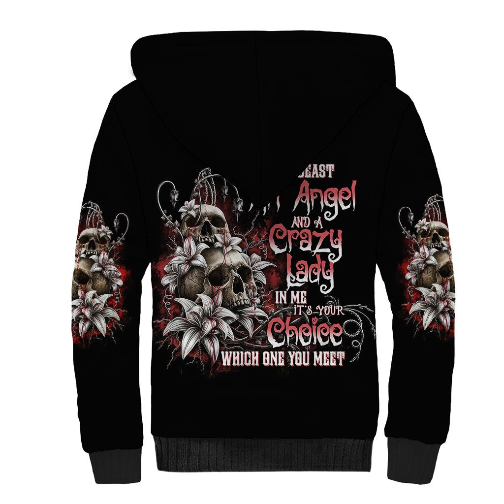 I Hold A Beast An Angel And A Crazy Lady In Me Sherpa Hoodie - Wonder Print Shop