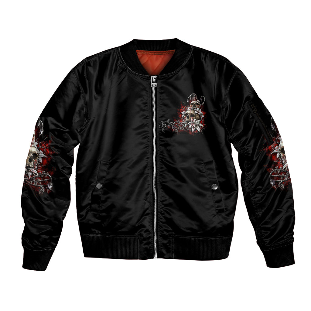 I Hold A Beast An Angel And A Crazy Lady In Me Sleeve Zip Bomber Jacket - Wonder Print Shop