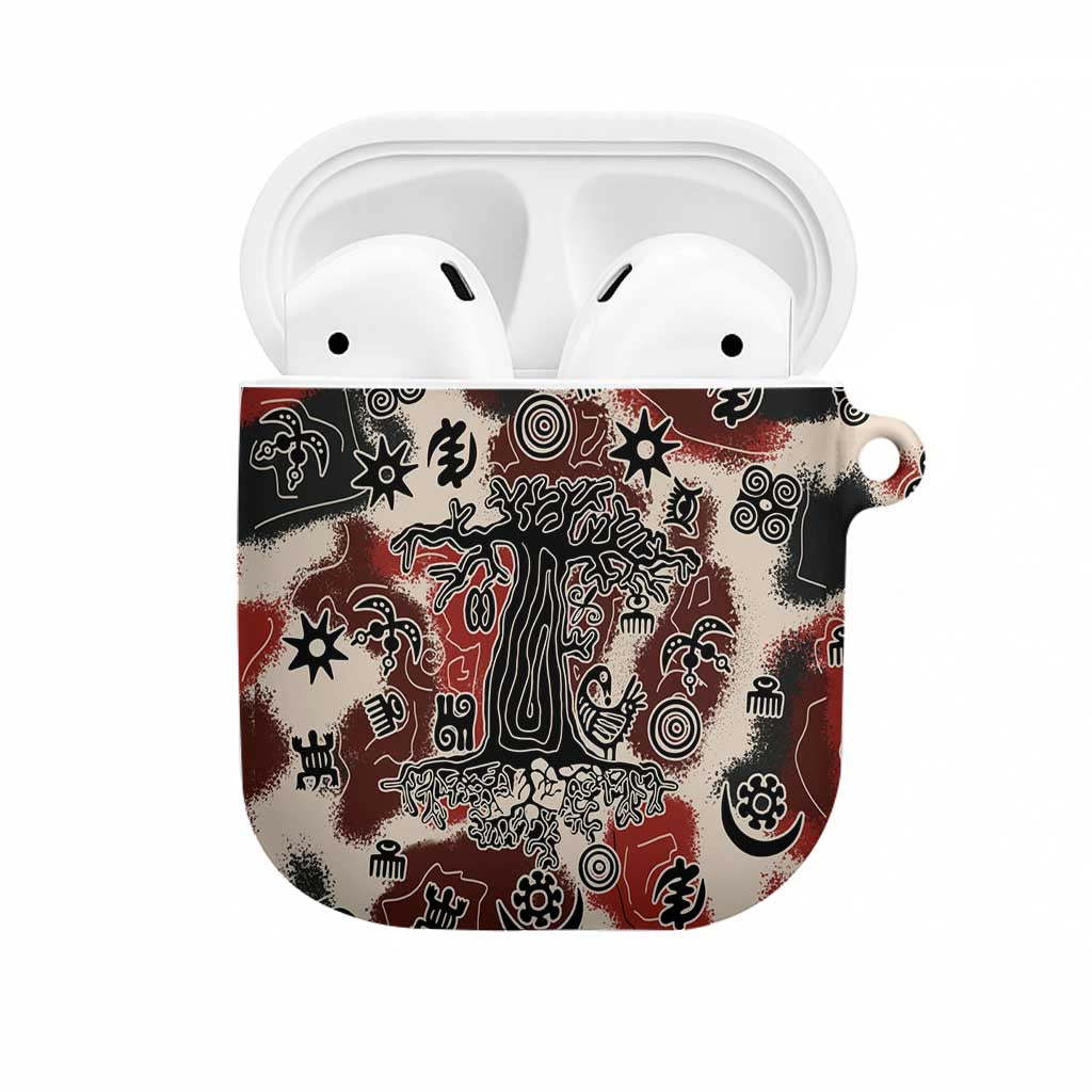 Sacred Heritage AirPods Case African Abstract Baobab Tree, Ethnic Symbols, and Red-Black Pattern - Wonder Print Shop