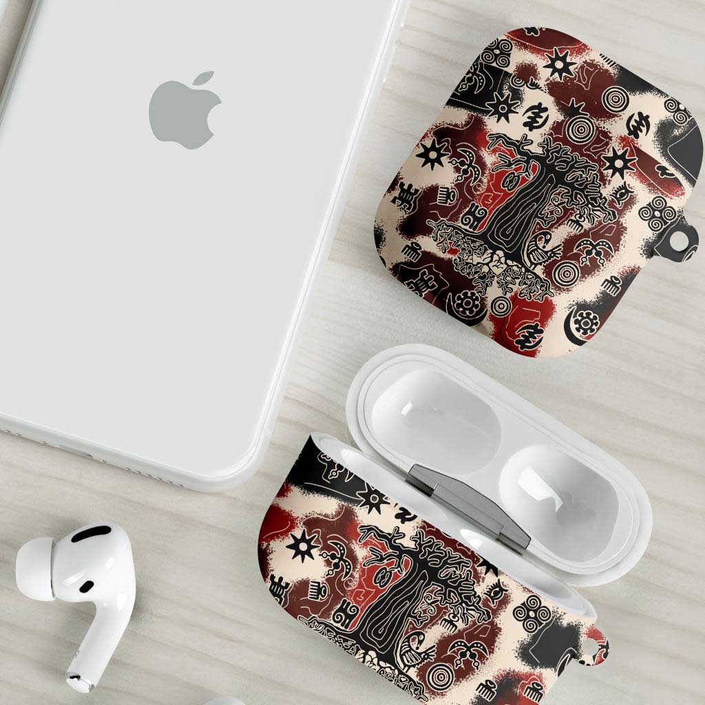 Sacred Heritage AirPods Case African Abstract Baobab Tree, Ethnic Symbols, and Red-Black Pattern - Wonder Print Shop